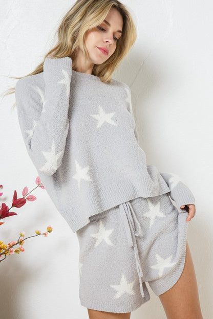 Long Sleeve Star Print Top and Short Set