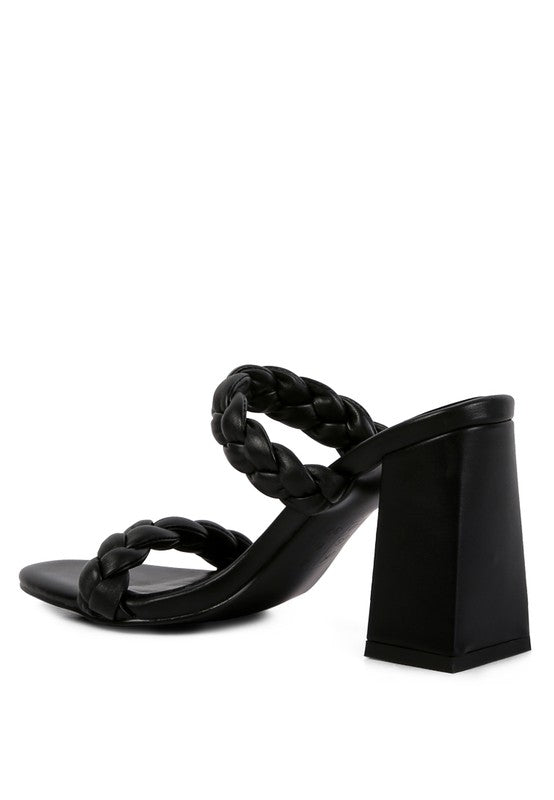 Mi Amor braided strap block heels