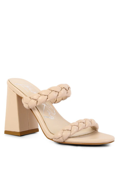 Mi Amor braided strap block heels