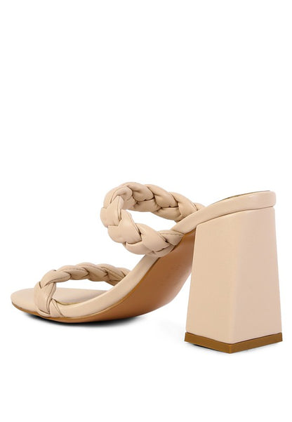 Mi Amor braided strap block heels