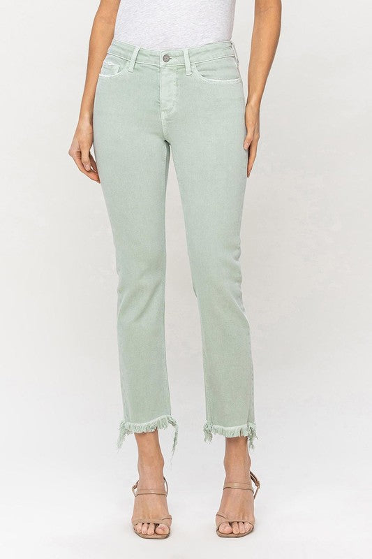 Mid Rise Crop Straight Jeans