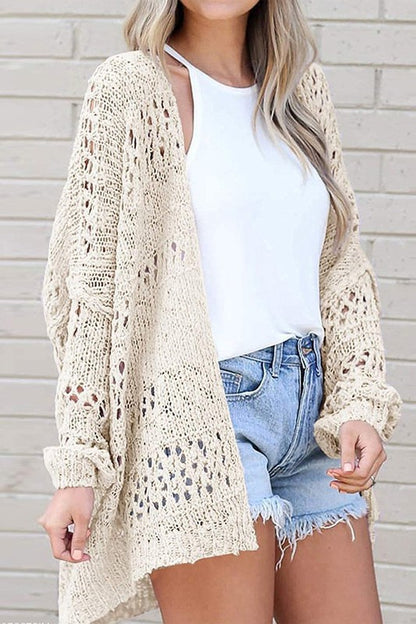 Crochet Dolman Knit Sleeve Cardigan