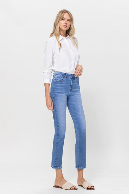 High Rise Stretch Crop Slim Straight