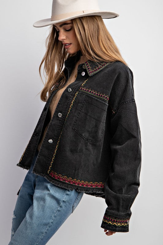 EMBROIDERED WASH COTTON JACKET